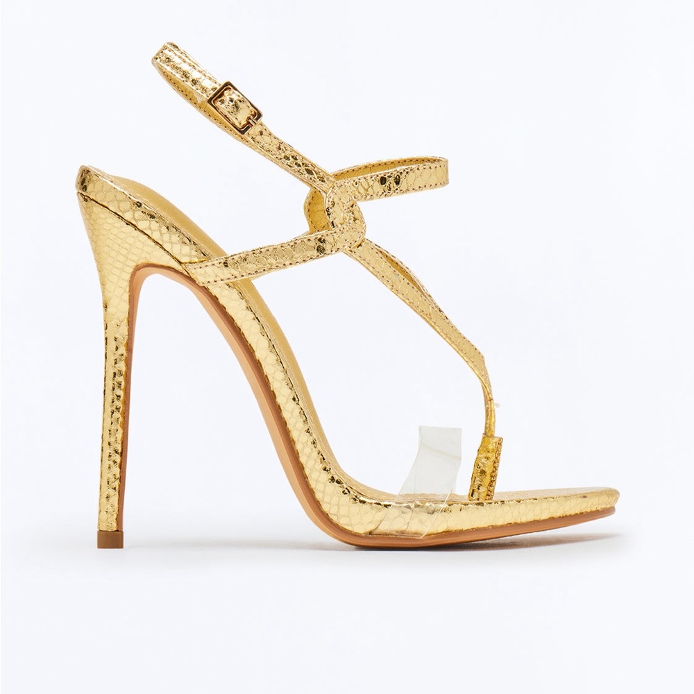 Gold Stiletto Heel Sandals